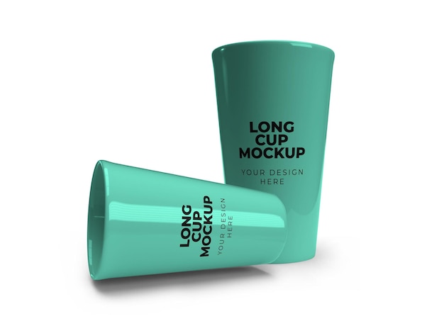 Long Plastic Cup Packaging Mockup Template Isolated