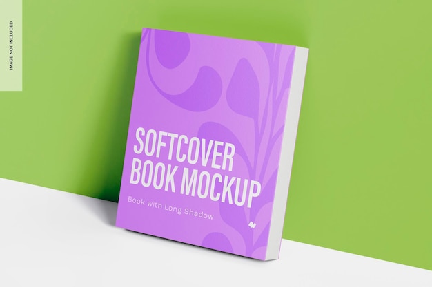 Long Shadow Softcover Book Mockup, Leaned