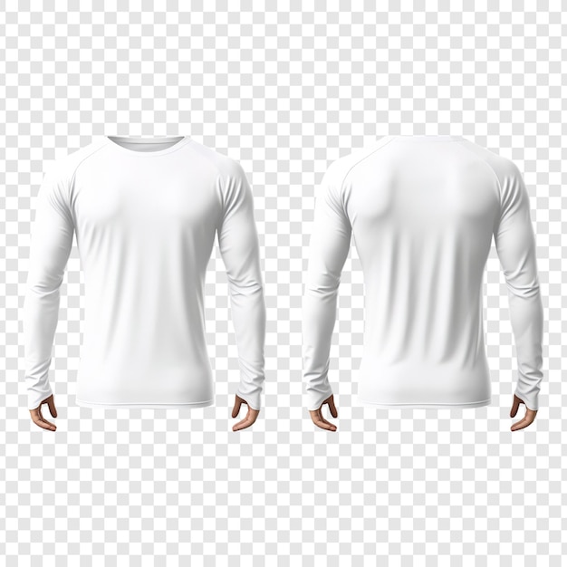 Long Sleeve Compression T Shirt Mockup on transparent background