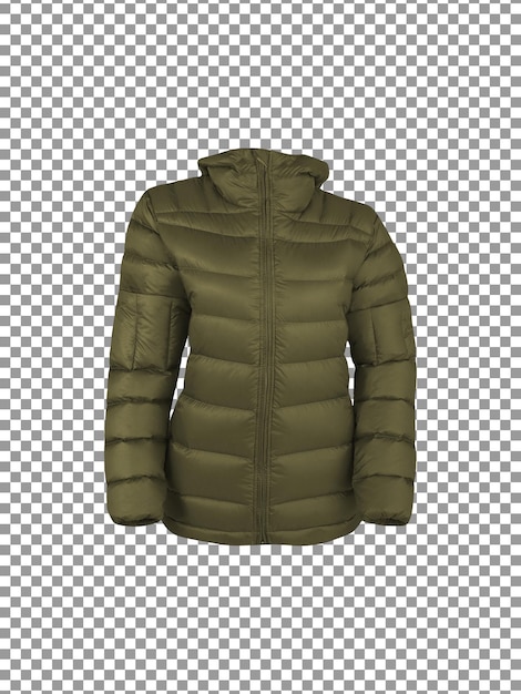 Long sleeve green jacket with a hood isolated on transparent background