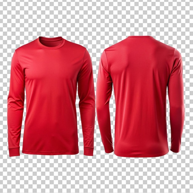 Long sleeve plain red t shirt design with front and back view