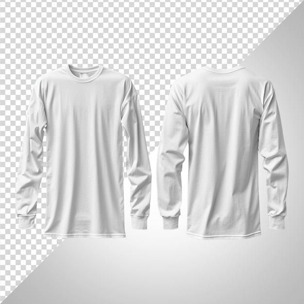 PSD long sleeve plain white tshirt mockup png