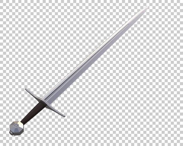 Long sword isolated on transparent background 3d rendering illustration