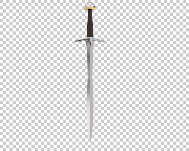 Long sword isolated on transparent background 3d rendering illustration