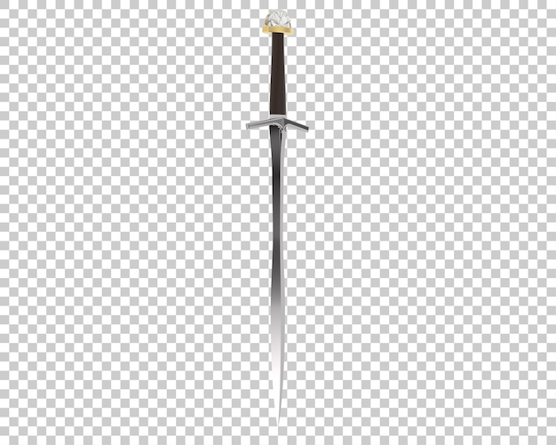 Long sword on transparent background 3d rendering illustration