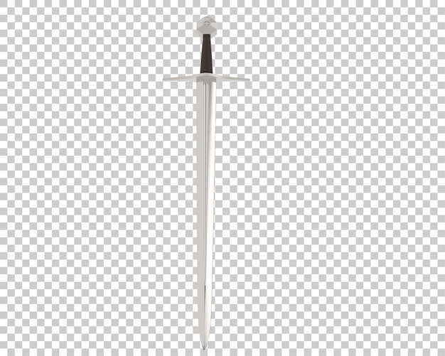 Long sword on transparent background 3d rendering illustration