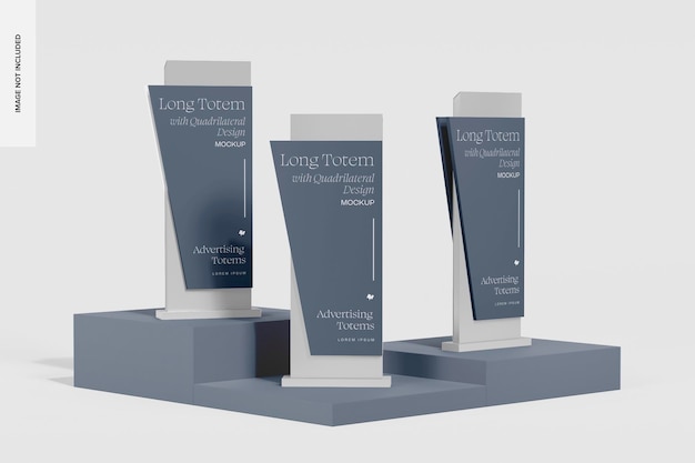 Long Totems with Quadrilateral Design Mockup