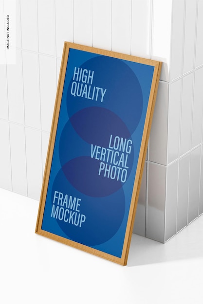 Long Vertical Photo Frame Mockup, Leaned