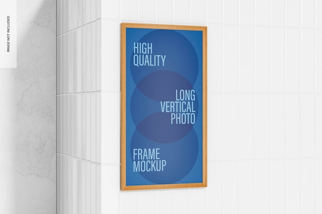 Long Vertical Photo Frame Mockup, Perspective