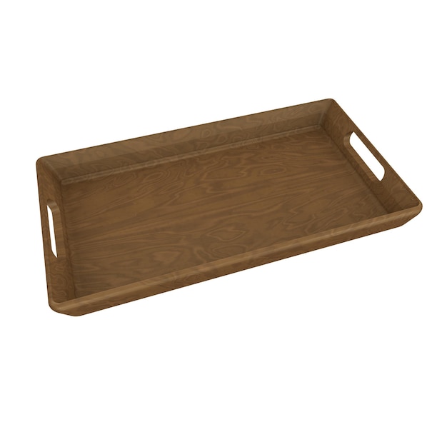 PSD long wood tray isolated on transparent background