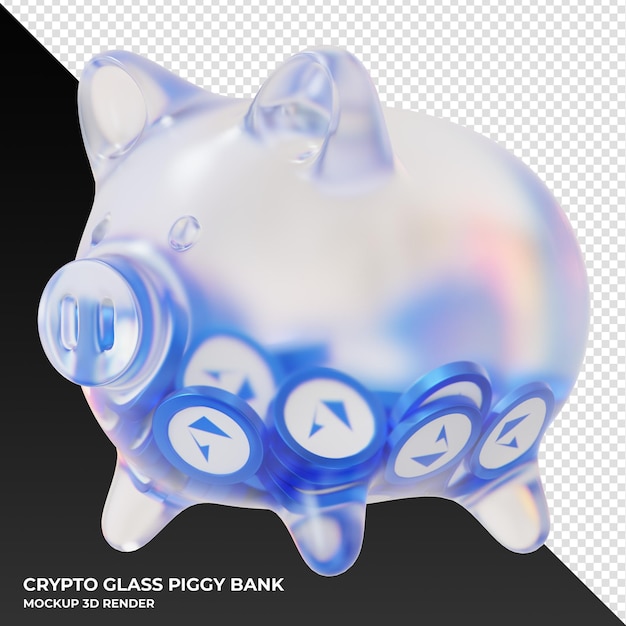 Loopring LRC coin in frosted glass piggy bank 3d rendering