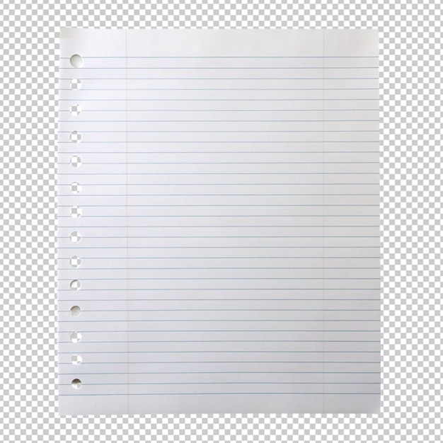 PSD loose leaf paper on transparent background