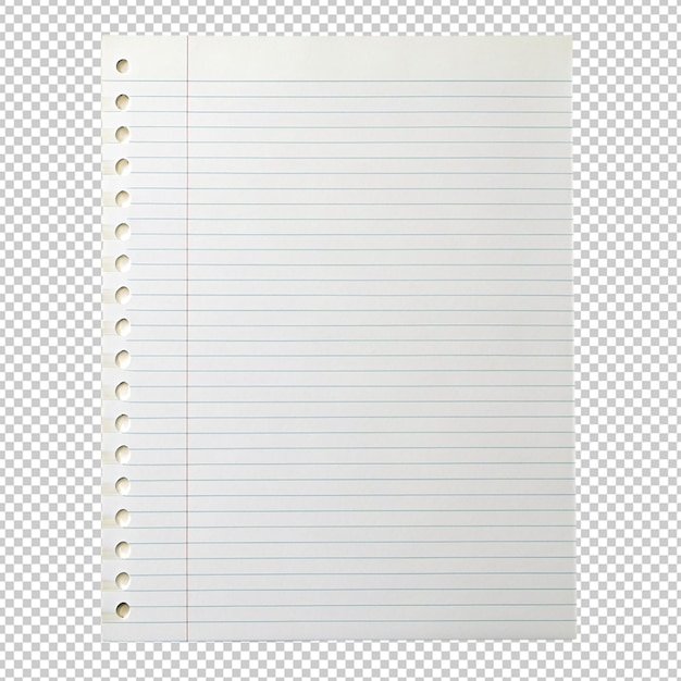 PSD loose leaf paper on transparent background