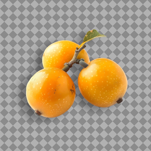 PSD loquat fruit with small and round shape and orange color swe isolated object on clean background