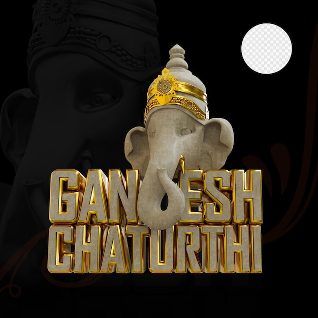 Lord Ganesh Chaturthi 3D Rendered design with Transparent Background