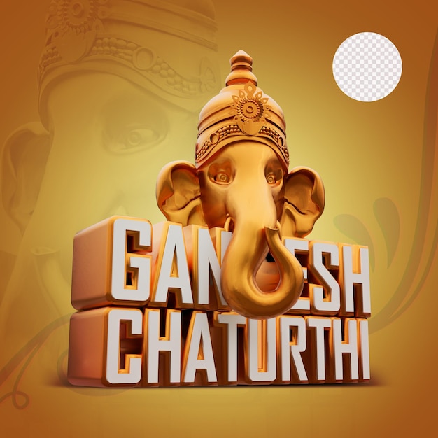 Lord Ganesh Chaturthi 3D Rendered design with Transparent Background