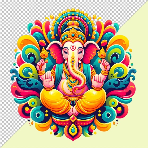 Lord Ganpati for Ganesh Chaturthi wedding card clipart Transparent Background