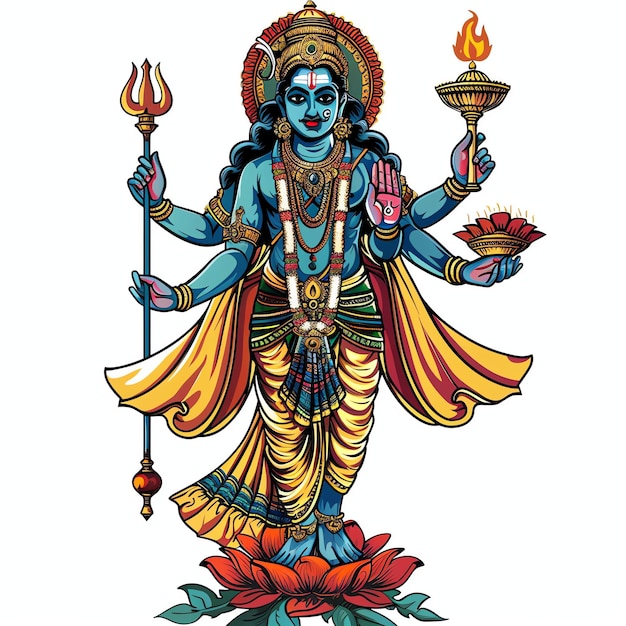 PSD lord vishnu indian illustration