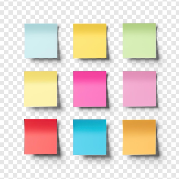 A lot of color sticky note on transparency background PSD