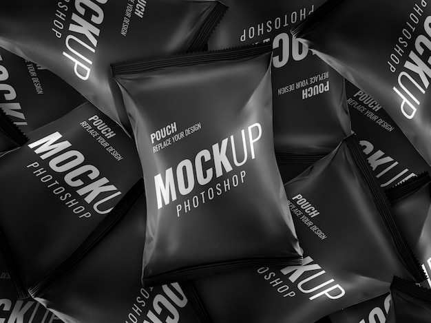 A lot of sachet snack mockup