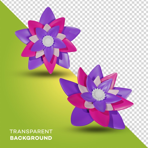 lotus flower 3d rendering cute. Cartoon creative design icon isolated on black background