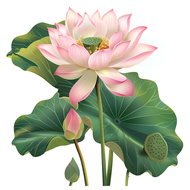 Lotus Flower indian illustration realistic