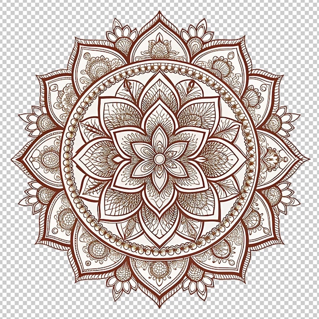 PSD lotus hinduism detailed outline on transparent background