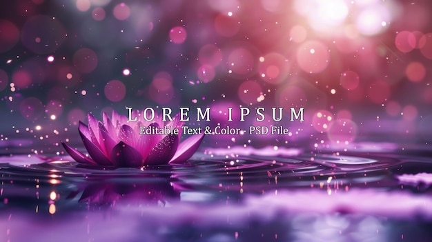 PSD lotus pink light purple floating light sparkle purple ai generated