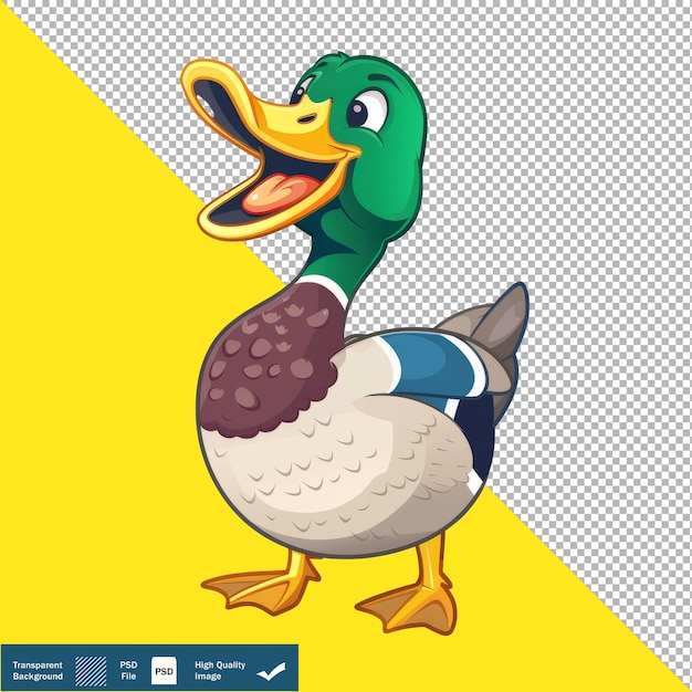 PSD loud quacking duck cartoon transparent background png psd