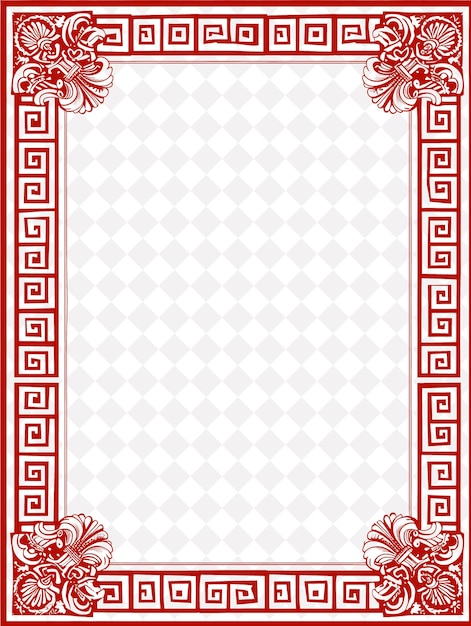 Louis Xvi Frame Border With Neoclassical Motifs and Greek Ke Creative PNG Abstract Designs