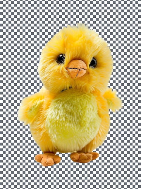 PSD lovable easter chick plush toy model isolated on transparent background