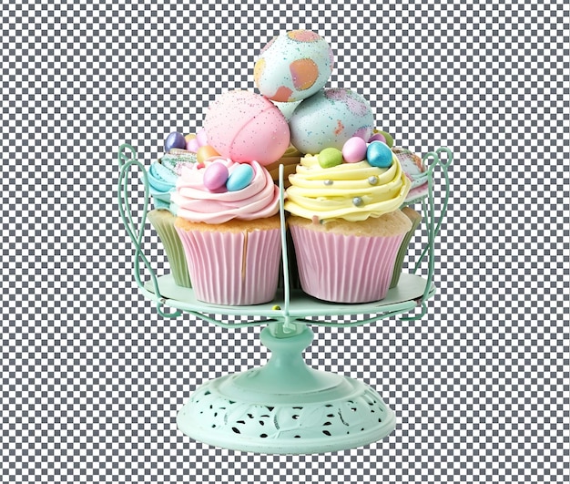 PSD lovable easter themed cupcake desk cable organizer rack isolated on transparent background