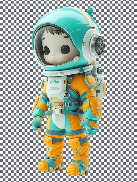 Lovable Futuristic Space Salvager character isolated on transparent background