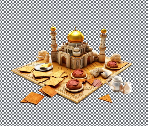 PSD lovable ramadan themed 3d memory card game isolated on transparent background