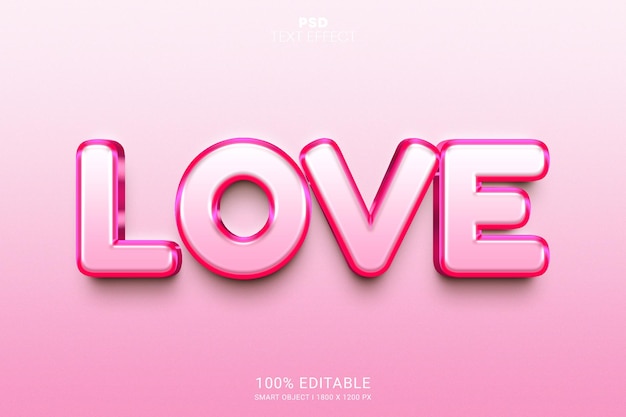 Love 3D PSD Editable Text Effect Design