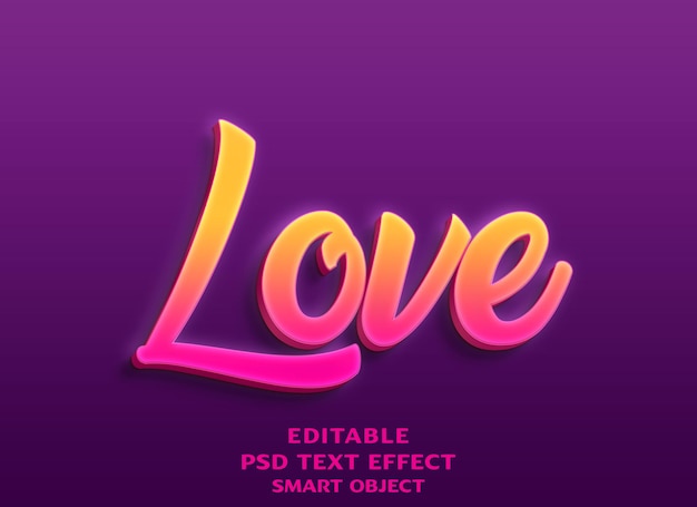 PSD love 3d text effect design