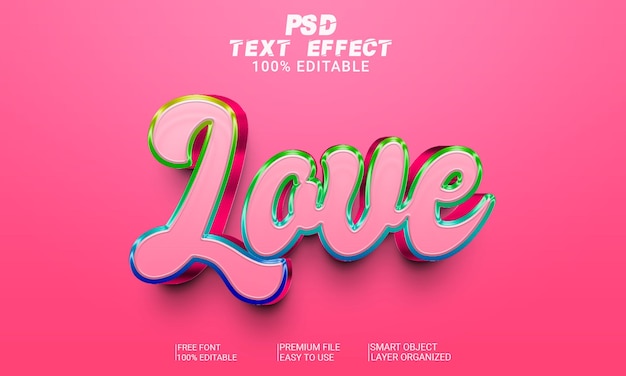 Love 3D Text Effect PSD File