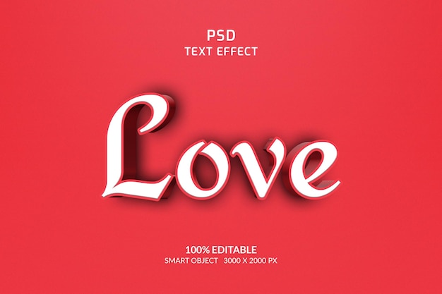 Love 3d text style effect Psd template