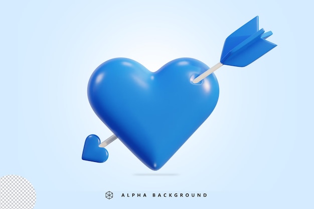 Love arrow 3d icon render on isolated background