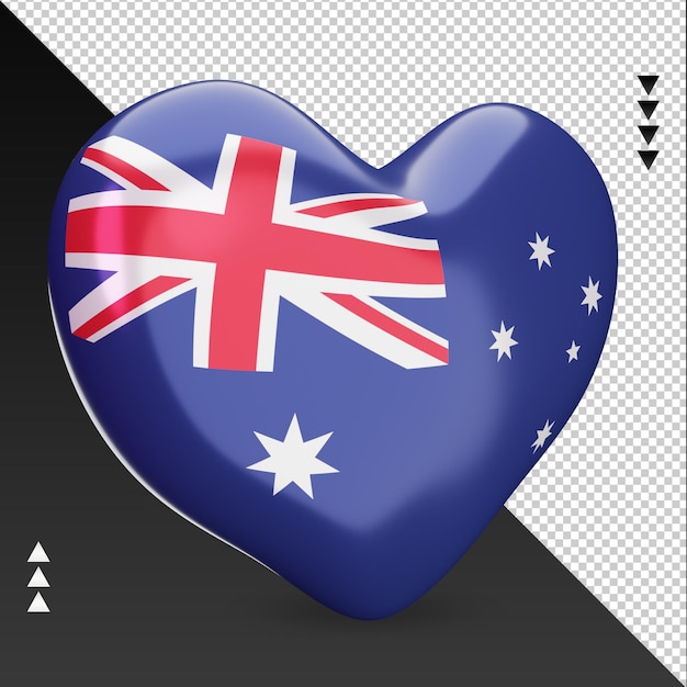 Love Australia flag hearth 3d rendering left view