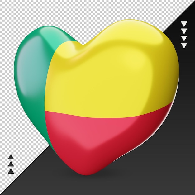 Love Benin flag hearth 3d rendering right view