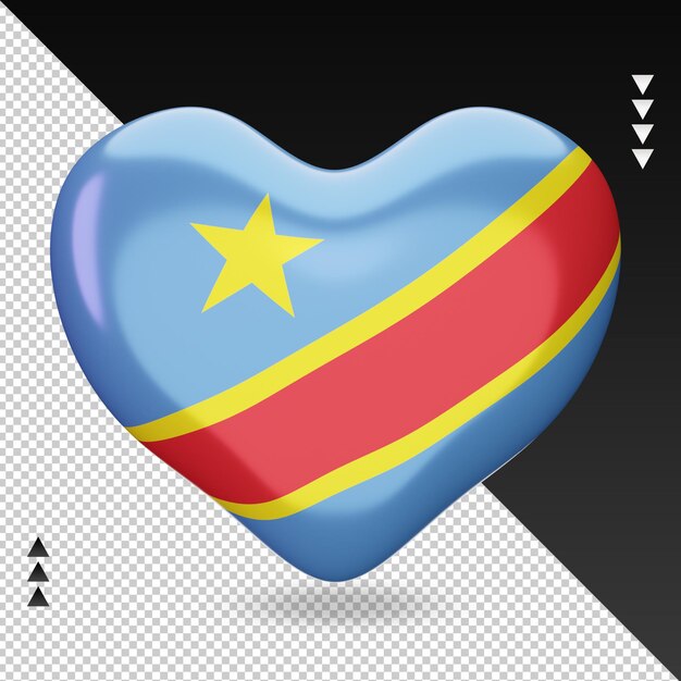 Love Democratic Congo flag hearth 3d rendering front view