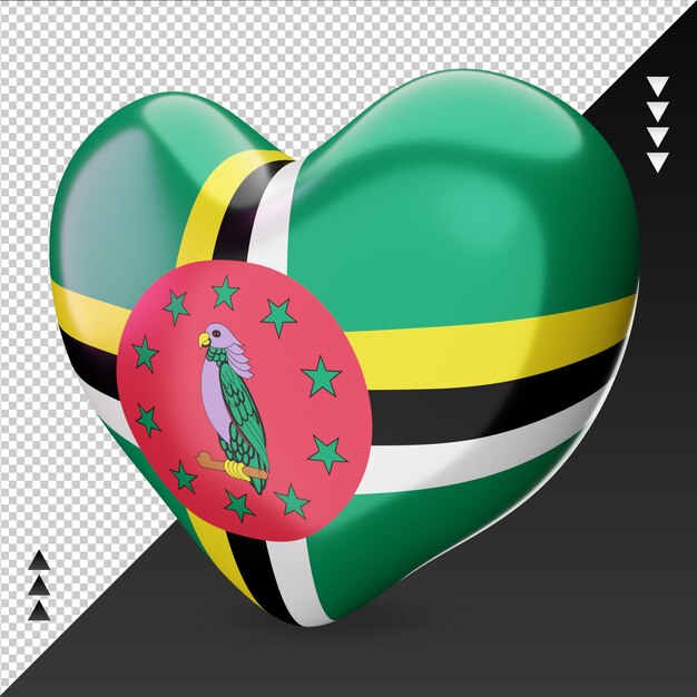 Love Dominica flag hearth 3d rendering right view