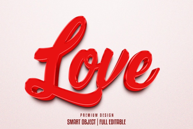 Love Editable 3D Text Effect Template PSD