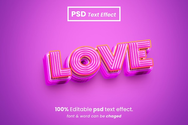 Love editable 3d text effect