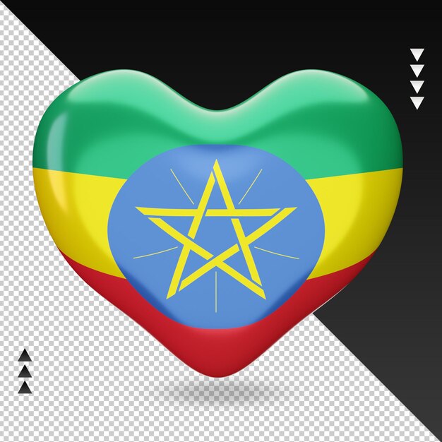 Love Ethiopia flag hearth 3d rendering front view