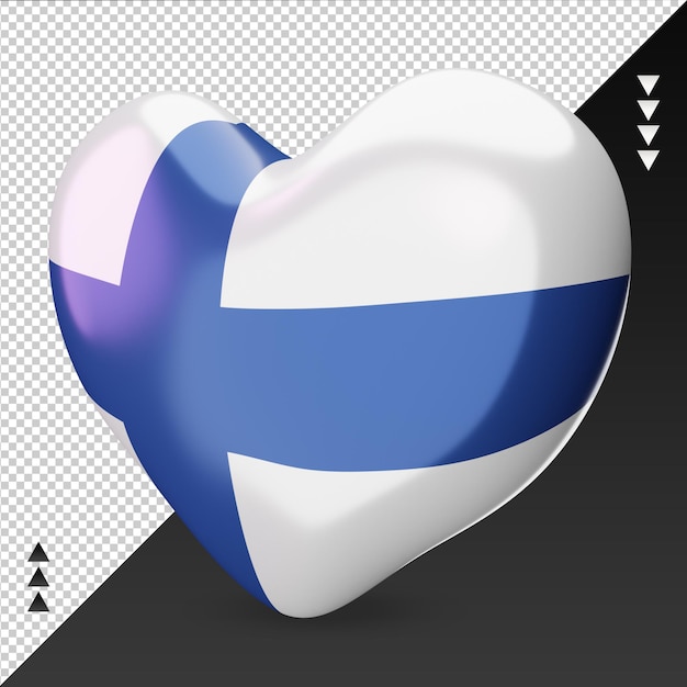 Love Finland flag hearth 3d rendering right view