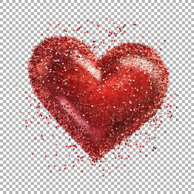 PSD love glitter heart for valentine day on transparent background ai generated