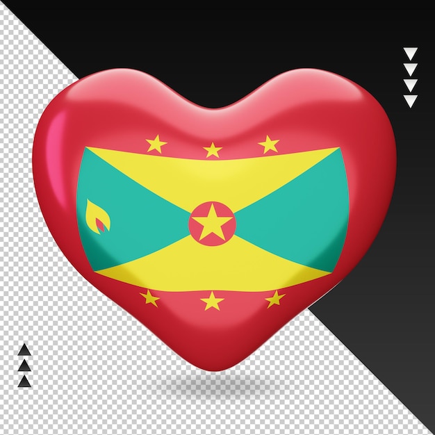 Love Grenada flag hearth 3d rendering front view