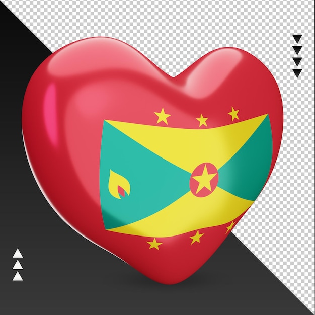 Love Grenada flag hearth 3d rendering left view